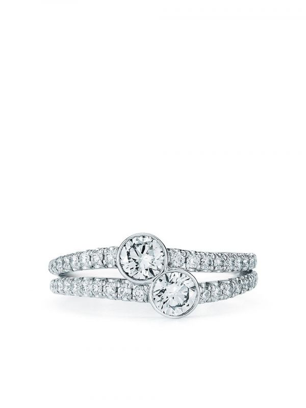  Kwiat 18kt White Gold Diamond Duet Round Ring - Silver 