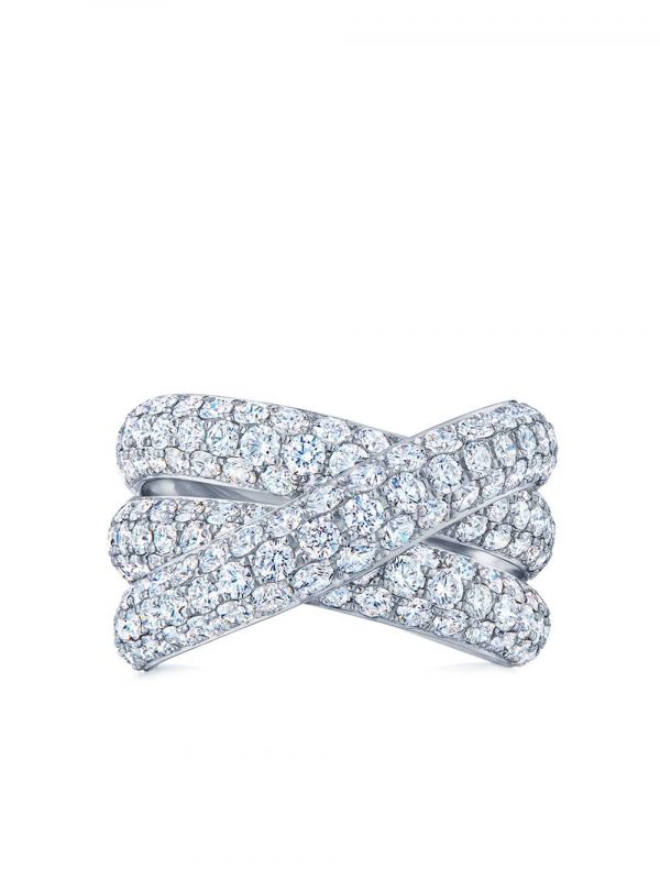 Kwiat 18kt White Gold Diamond Moonlight Three-row Crossover Ring - Silver 