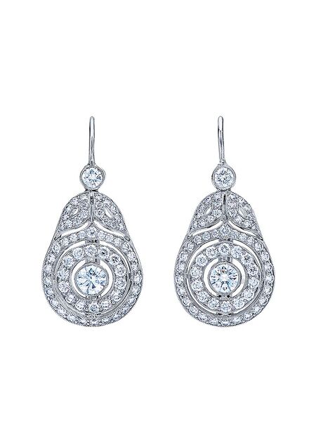  Kwiat 18kt White Gold Diamond Splendor Concentric Drop Earrings - Silver 