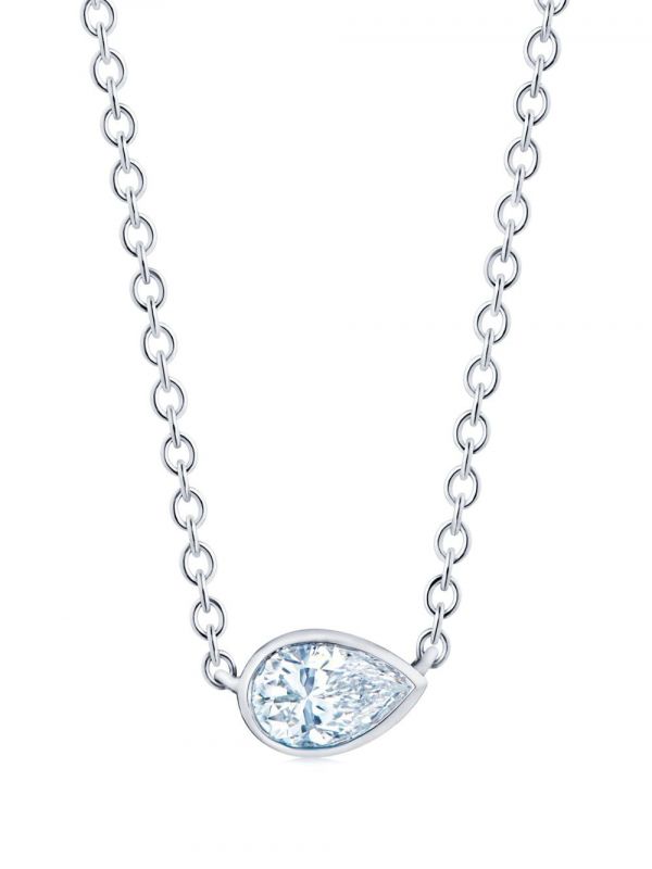  Kwiat 18kt White Gold Side-set Pear Shape Diamond Pendant 