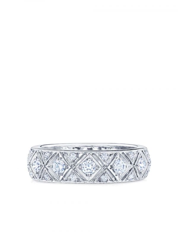  Kwiat 18kt White Gold Splendor Diamond Filigree Band Ring - Silver 