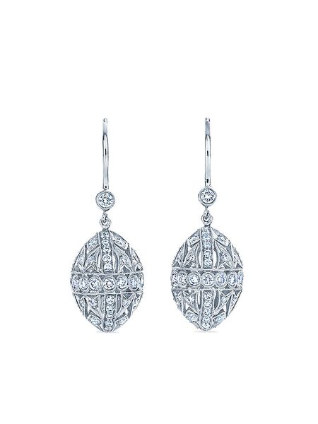  Kwiat 18kt White Gold Splendor Filigree Diamond Egg Drop Earrings - Silver 