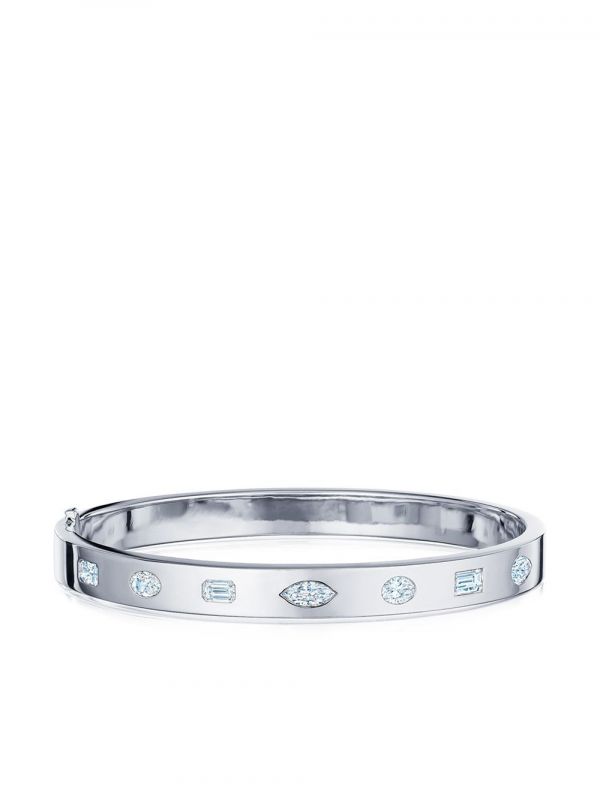  Kwiat 18kt White Gold Stackable Fancy Shape Diamond Bangle - Silver 