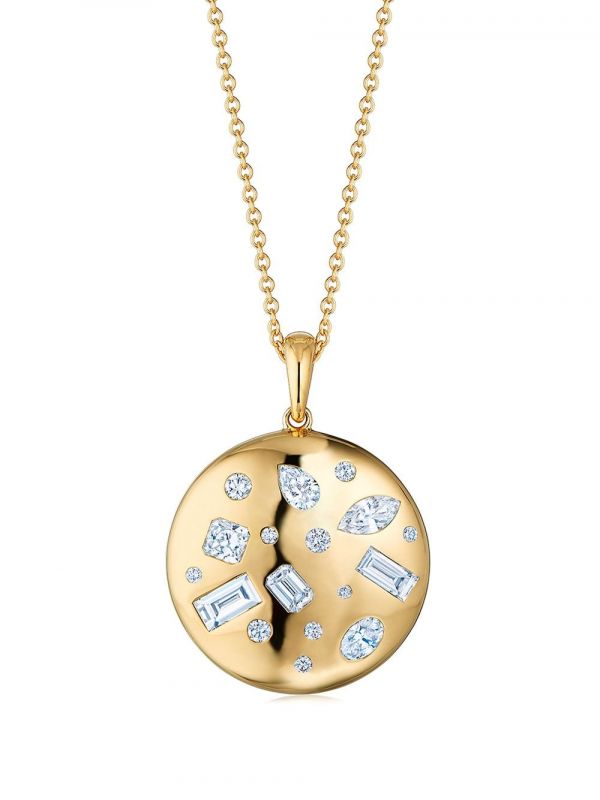  Kwiat 18kt Yellow Gold Diamond Cobblestone Round Pendant 
