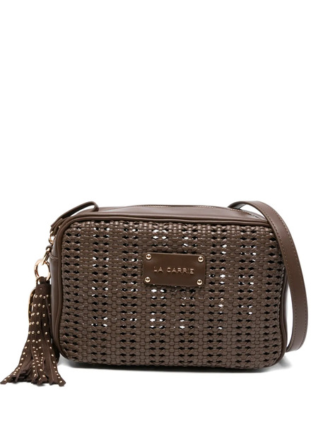  La Carrie Woven Tassel Leather Shoulder Bag - Brown 