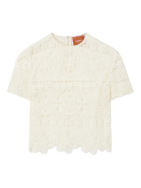  La Doublej Aria Lace-embroidered Cropped Top - Yellow 