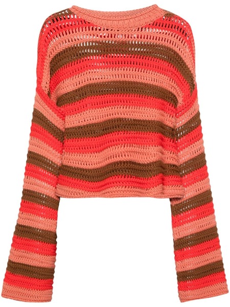  La Doublej Bell-sleeve Striped Jumper - Red 