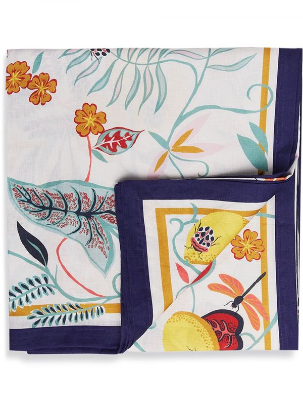  La Doublej Botanical Print Tablecloth - White 