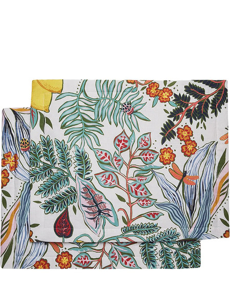 La Doublej Botanical Print Tablemats (set Of 2) - White 