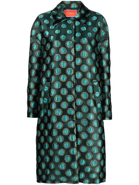  La Doublej Boxy Polka-dot Print Coat - Green 