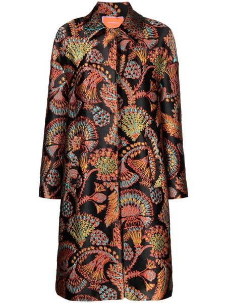  La Doublej Boxy Sicomore Jacquard Coat - Black 