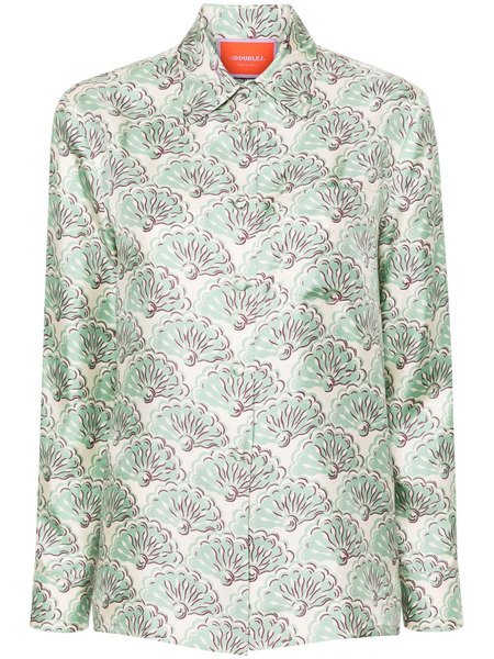  La Doublej Boy Fans-print Silk Shirt - Green 