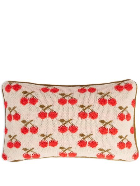  La Doublej Cherry-embroidered Cushion - White 