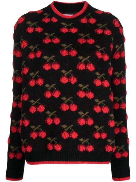  La Doublej Cherry-print Jumper - Black 