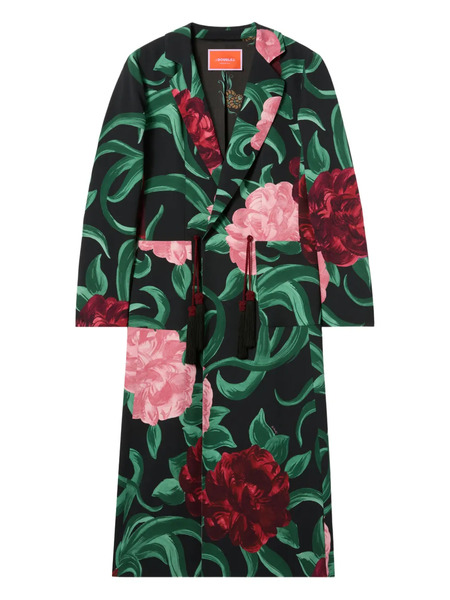  La Doublej Duster Floral Tassel Coat - Black 