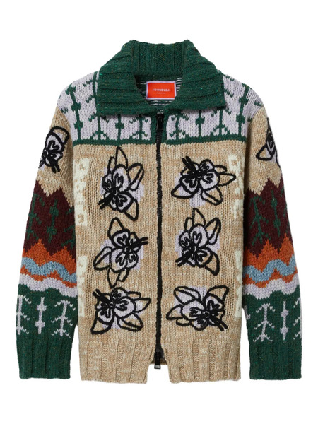  La Doublej Floral-embroidered Cardigan - Neutrals 