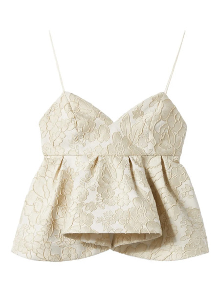  La Doublej Floral-lace Peplum Top - Neutrals 