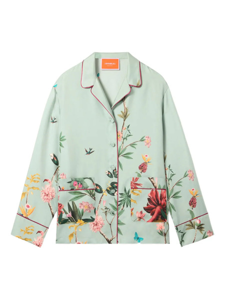  La Doublej Floral Panel Pyjama Shirt - Blue 