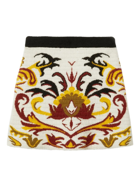  La Doublej Floral-pattern Knitted Skirt - White 