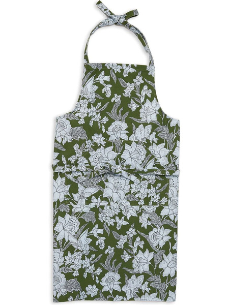  La Doublej Floral Print Apron - Green 