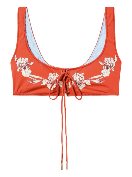  La Doublej Floral-print Bikini Top - Orange 