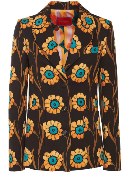  La Doublej 24/7 Floral-print Blazer - Black 