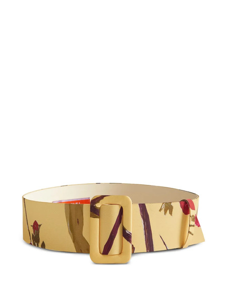  La Doublej Floral-print Buckle Belt - Yellow 