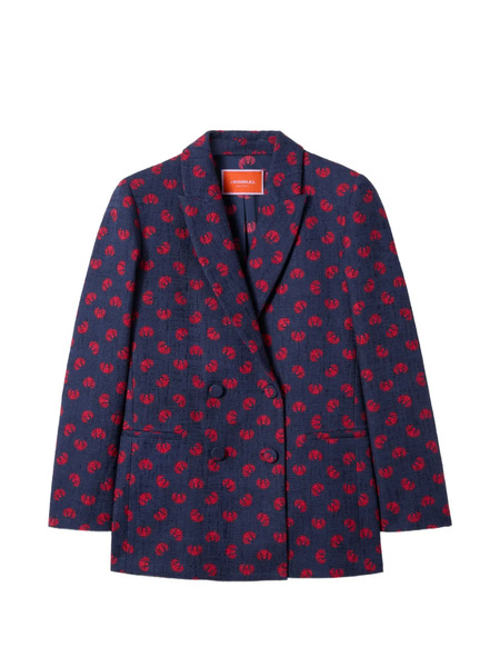  La Doublej Floral-print Double-breasted Blazer - Blue 