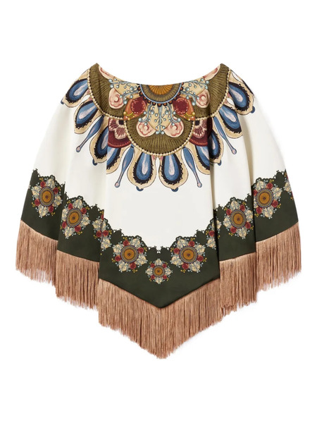  La Doublej Floral-print Fringed Tunic - White 