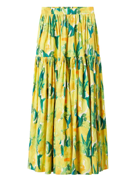  La Doublej Floral-print Midi Skirt - Yellow 