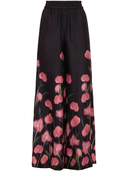  La Doublej Floral-print Palazzo Pants - Black 