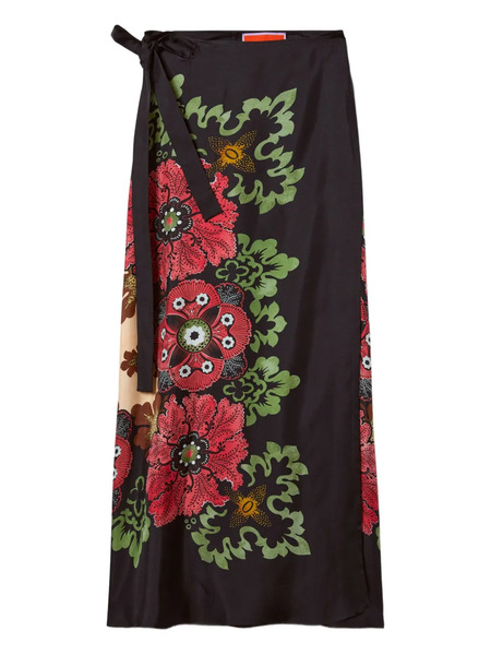  La Doublej Floral-print Reversible Skirt - Black 