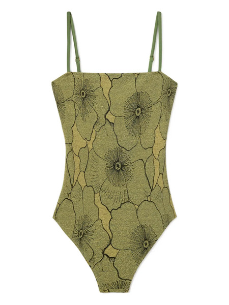  La Doublej Floral-print Swimsuit - Green 