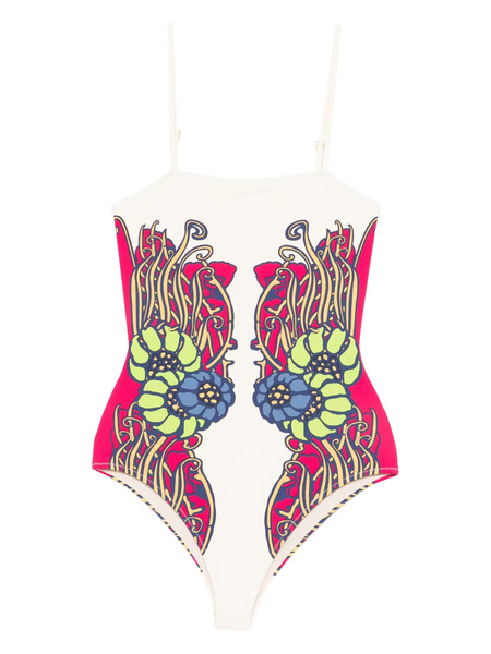  La Doublej Floral Print Swimsuit - White 