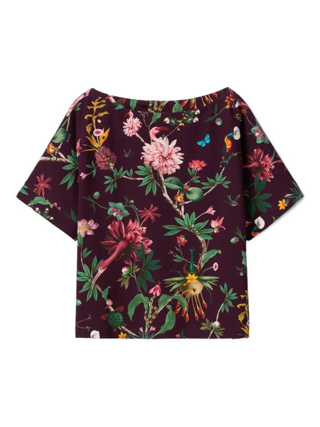  La Doublej Floral Short-sleeve Blouse - Purple 