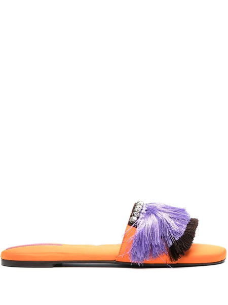 La Doublej Fringe-detail Slides - Orange 