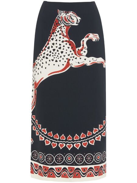  La Doublej Gattopardo-print Pencil Skirt - Black 