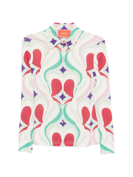  La Doublej Geometric Pattern Buttoned Shirt - White 