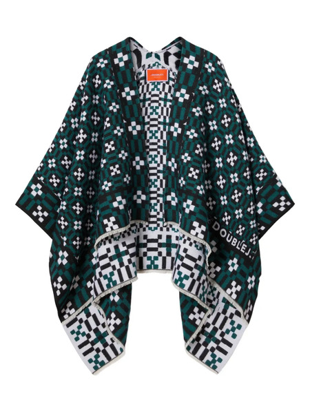  La Doublej Geometric-pattern Cape - Green 