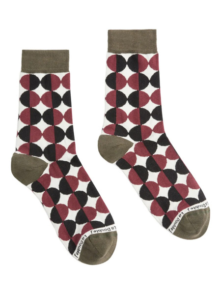  La Doublej Geometric-pattern Socks - Brown 