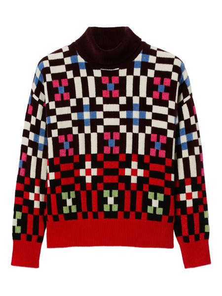  La Doublej Geometric-pattern Sweater - Red 