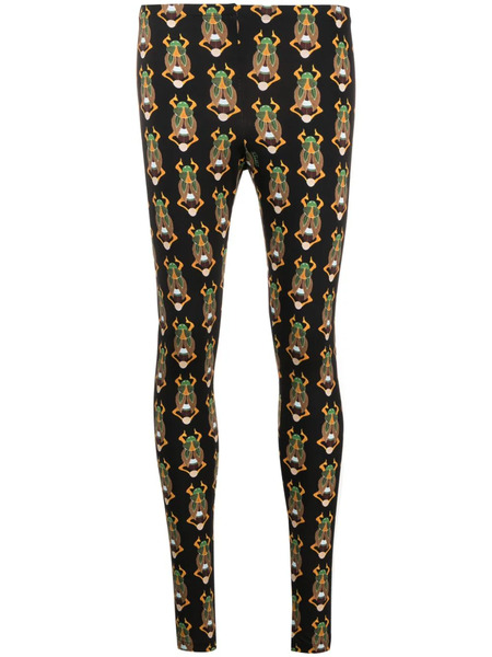  La Doublej Graphic-print Elasticated-waist Leggings - Black 