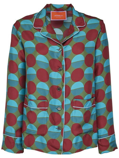  La Doublej Graphic-print Silk Pyjama Set - Blue 