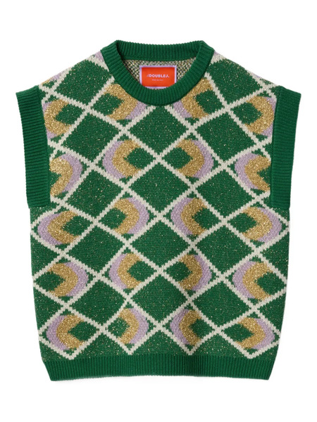  La Doublej Half-light Argyle Top - Green 