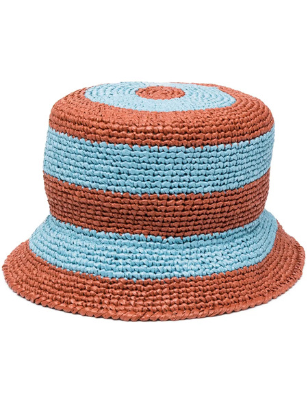  La Doublej Horizontal-stripe Print Bucket Hat - Blue 