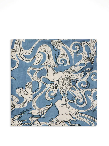  La Doublej Large Cosmos Linen Tablecloth - Blue 