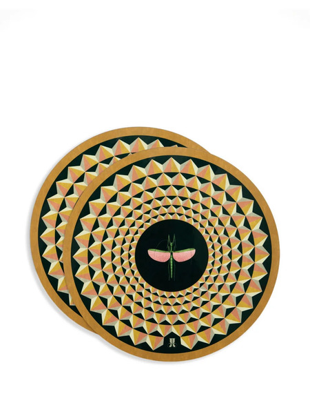  La Doublej Libellula-print Placemats (set Of Two) - Brown 