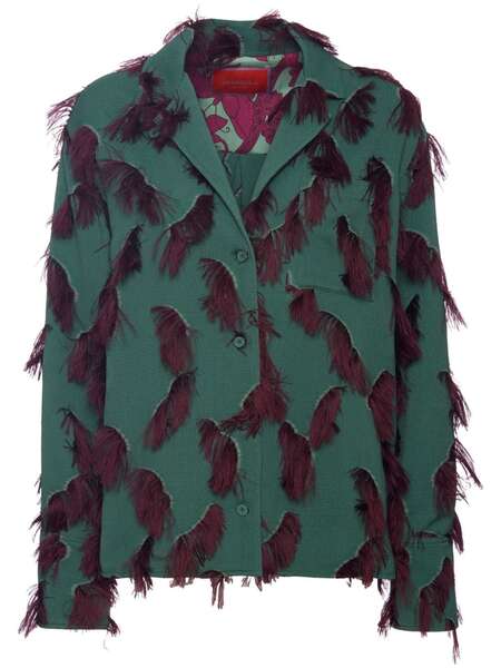  La Doublej Milano Feather-embellished Jacket - Green 