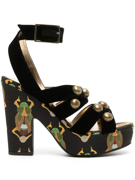  La Doublej 140mm Medal Wedge Sandals - Black 