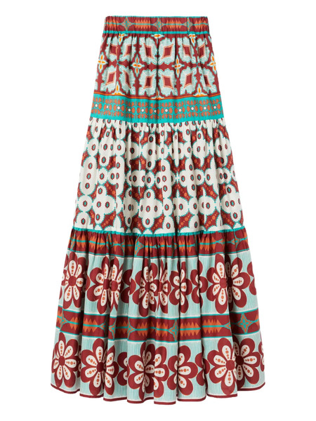  La Doublej Pagoda-print Maxi Skirt - White 